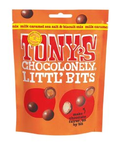 Tonys Chocolonely Littl Bits - Milk Caramel Sea Salt Biscuit Mix 100g Pack of 8 (KA617)