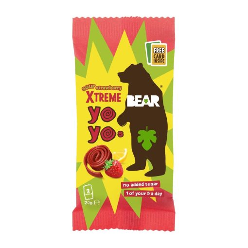 BEAR Yoyos Xtreme - Sour Strawberry 20g Pack of 18 (KA624)