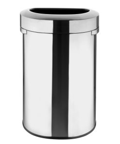 Bolero D Shape Brushed Steel Bin with Open Lid 86Ltr (HT463)