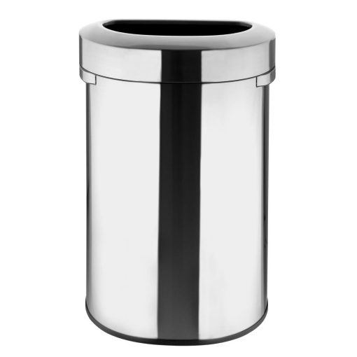 Bolero D Shape Brushed Steel Bin with Open Lid 86Ltr (HT463)