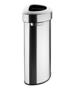 Bolero D Shape Brushed Steel Bin with Open Lid 86Ltr (HT463)