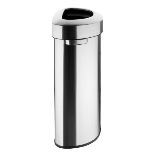 Bolero D Shape Brushed Steel Bin with Open Lid 86Ltr (HT463)