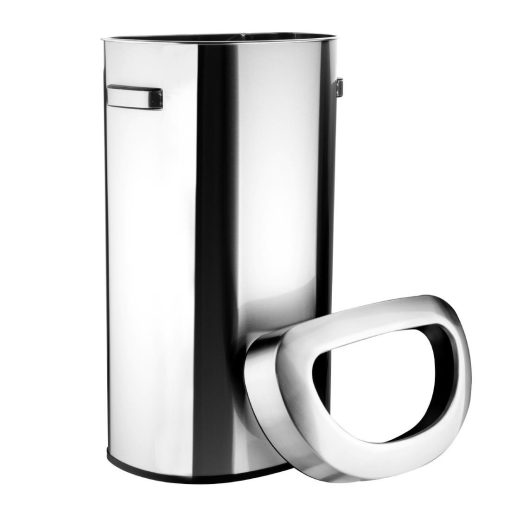 Bolero D Shape Brushed Steel Bin with Open Lid 86Ltr (HT463)