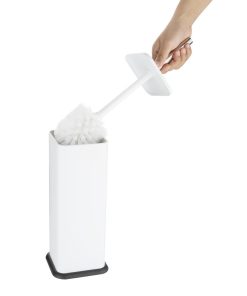 Jantex Square Toilet Brush and Holder - White (HT477)