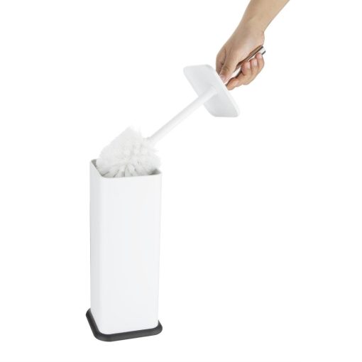 Jantex Square Toilet Brush and Holder - White (HT477)