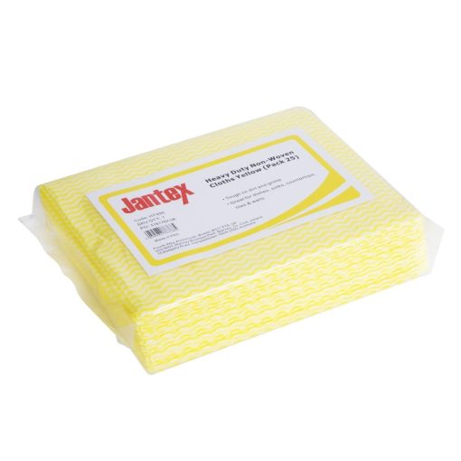 Jantex Heavy Duty Non-Woven Cloths Yellow 25 Pack (HT490)