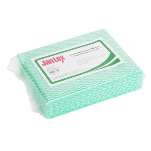 Jantex Heavy Duty Non-Woven Cloths Green 25 Pack (HT491)