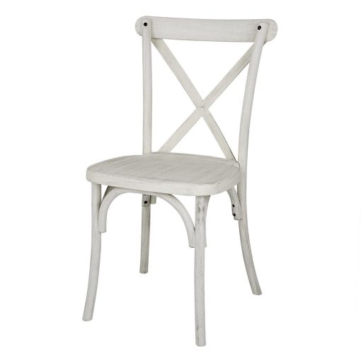 Bolero Manhattan Cross-Back Resin Chairs Limewash 4 Pack (HW280)