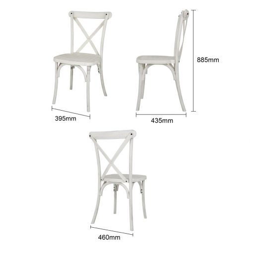 Bolero Manhattan Cross-Back Resin Chairs Limewash 4 Pack (HW280)