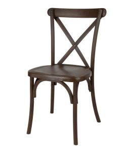 Bolero Manhattan Cross-Back Resin Chairs Dark Wood Effect 4 Pack (HW281)