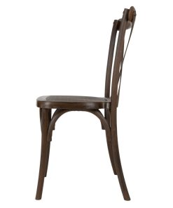 Bolero Manhattan Cross-Back Resin Chairs Dark Wood Effect 4 Pack (HW281)