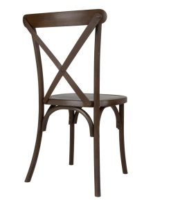 Bolero Manhattan Cross-Back Resin Chairs Dark Wood Effect 4 Pack (HW281)