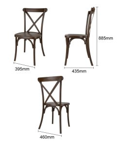 Bolero Manhattan Cross-Back Resin Chairs Dark Wood Effect 4 Pack (HW281)