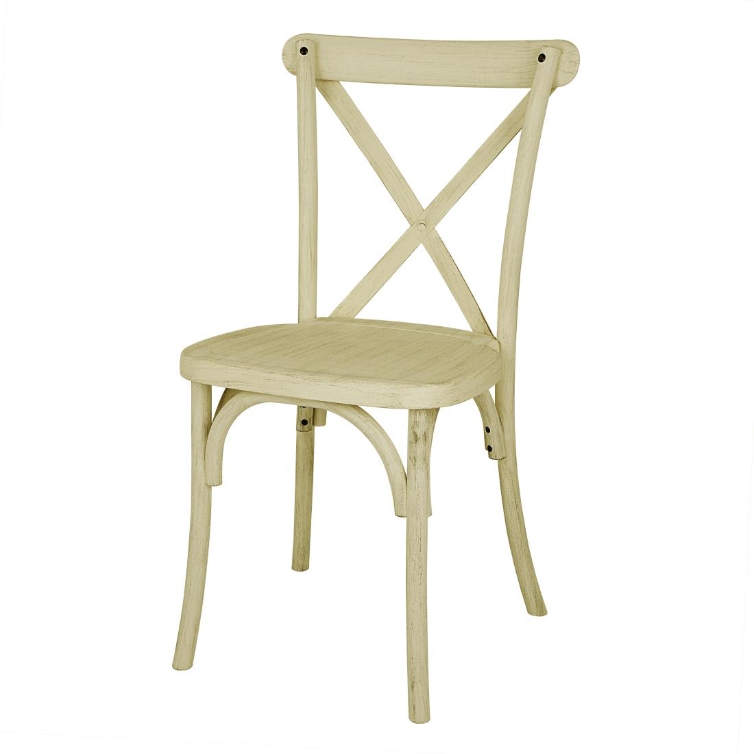 Bolero Manhattan Cross-Back Resin Chairs Natural 4 Pack (HW282)