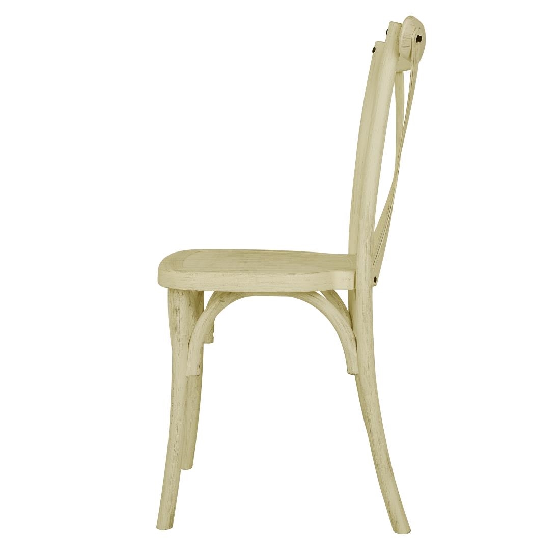 Bolero Manhattan Cross-Back Resin Chairs Natural 4 Pack (HW282)