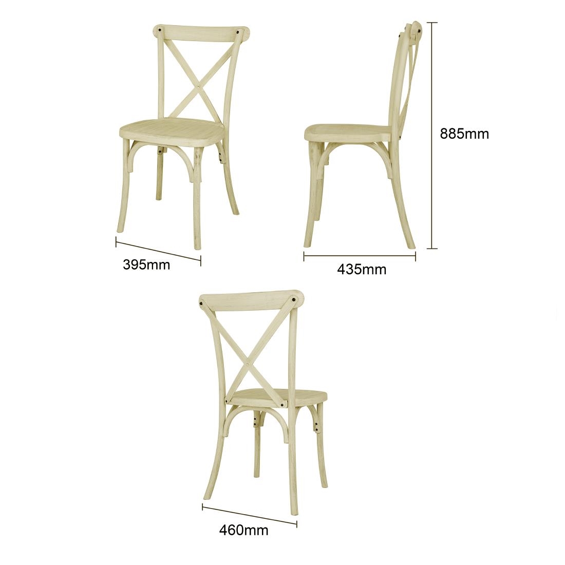 Bolero Manhattan Cross-Back Resin Chairs Natural 4 Pack (HW282)