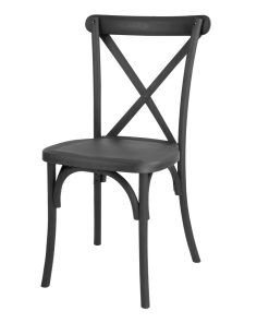 Bolero Manhattan Cross-Back Resin Chairs Black 4 Pack (HW283)