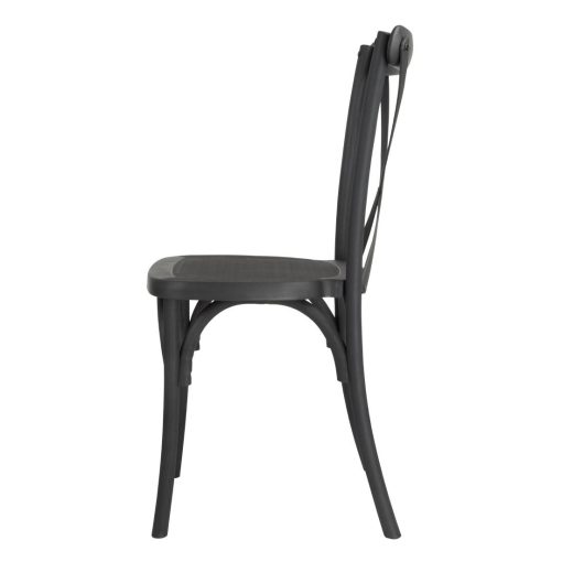 Bolero Manhattan Cross-Back Resin Chairs Black 4 Pack (HW283)