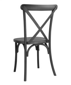 Bolero Manhattan Cross-Back Resin Chairs Black 4 Pack (HW283)