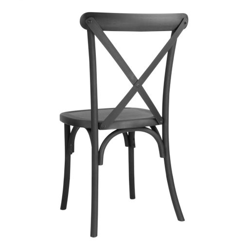 Bolero Manhattan Cross-Back Resin Chairs Black 4 Pack (HW283)