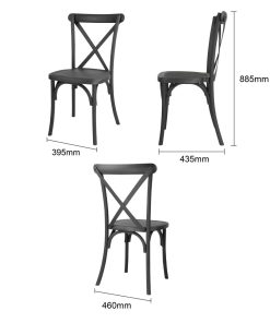 Bolero Manhattan Cross-Back Resin Chairs Black 4 Pack (HW283)