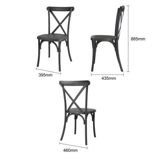 Bolero Manhattan Cross-Back Resin Chairs Black 4 Pack (HW283)