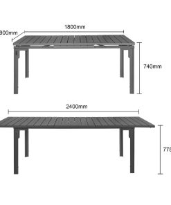 Bolero Valletta Grey Slatted Extendable Outdoor Dining Table (HW526)