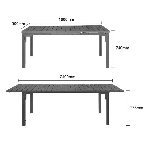 Bolero Valletta Grey Slatted Extendable Outdoor Dining Table (HW526)