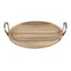 Olympia Round Dish Acacia Wood With Metal Handles 345x305x80mm (HX388)