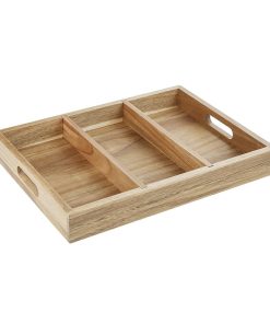 Olympia 3 Section Cutlery Tray Acacia Wood (HX396)