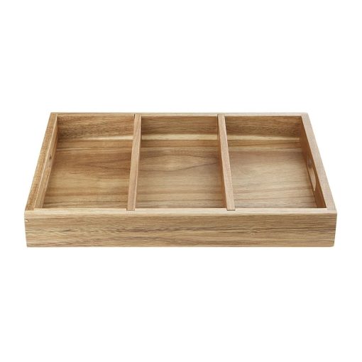 Olympia 3 Section Cutlery Tray Acacia Wood (HX396)