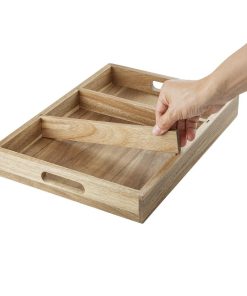 Olympia 3 Section Cutlery Tray Acacia Wood (HX396)