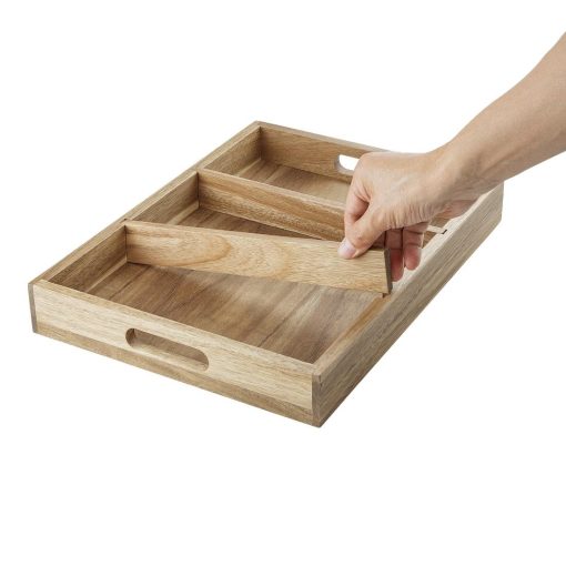 Olympia 3 Section Cutlery Tray Acacia Wood (HX396)