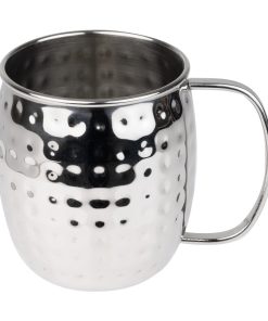 Olympia Barware Hammered Stainless Steel Mugs 440ml (HY113)