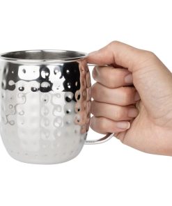 Olympia Barware Hammered Stainless Steel Mugs 440ml (HY113)