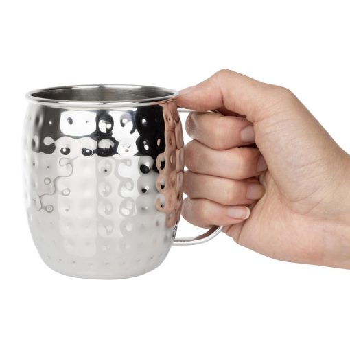 Olympia Barware Hammered Stainless Steel Mugs 440ml (HY113)