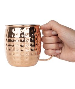 Olympia Barware Hammered Stainless Steel Copper Coated Mugs 440ml (HY114)