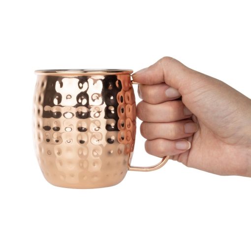 Olympia Barware Hammered Stainless Steel Copper Coated Mugs 440ml (HY114)