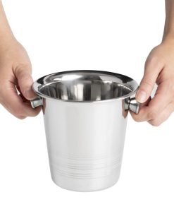 Olympia Ice Bucket with Handles and Etch Detail Stainless Steel 1050ml (HY121)