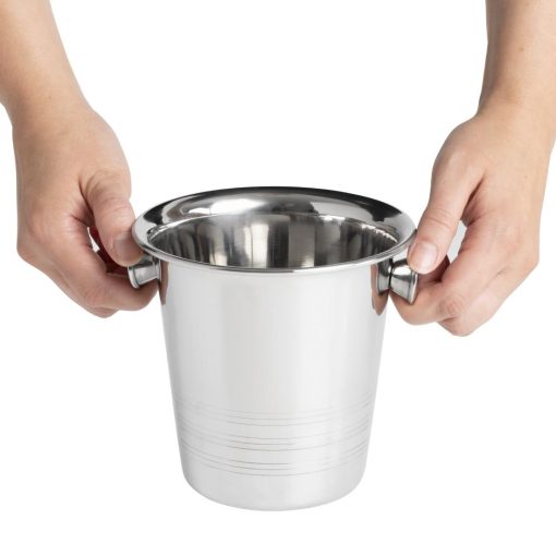 Olympia Ice Bucket with Handles and Etch Detail Stainless Steel 1050ml (HY121)