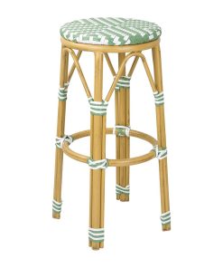 Bolero Parisian Style PE Rattan Bar Stools Light Green 2 Pack (HZ142)