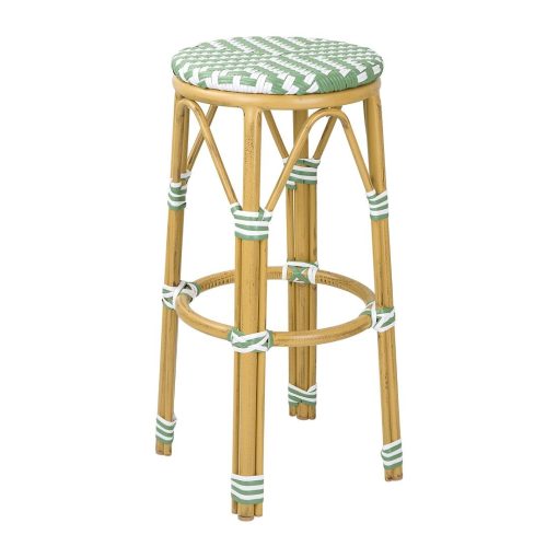 Bolero Parisian Style PE Rattan Bar Stools Light Green 2 Pack (HZ142)