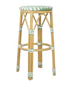 Bolero Parisian Style PE Rattan Bar Stools Light Green 2 Pack (HZ142)