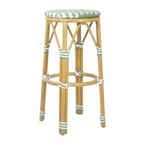 Bolero Parisian Style PE Rattan Bar Stools Light Green 2 Pack (HZ142)