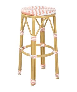 Bolero Parisian Style PE Rattan Bar Stools Coral 2 Pack (HZ143)