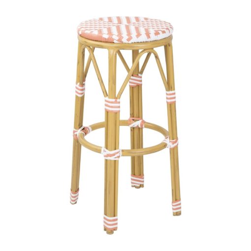 Bolero Parisian Style PE Rattan Bar Stools Coral 2 Pack (HZ143)