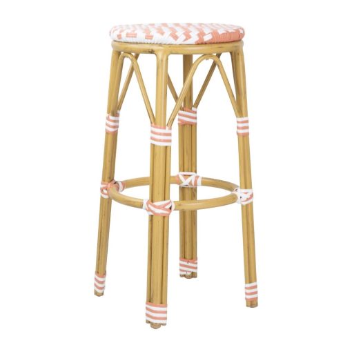 Bolero Parisian Style PE Rattan Bar Stools Coral 2 Pack (HZ143)