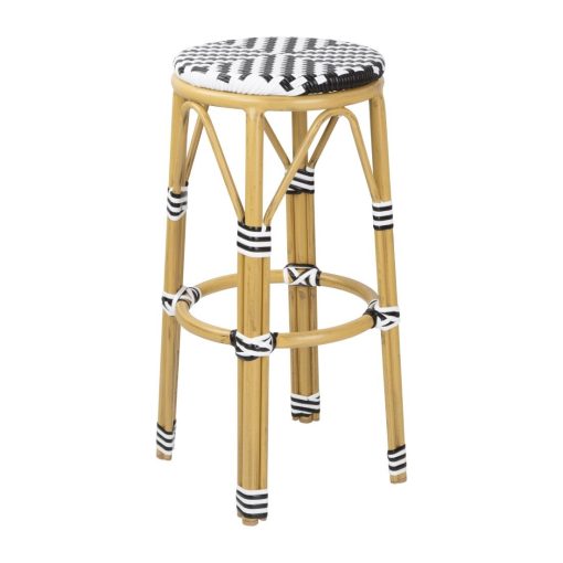 Bolero Parisian Style PE Rattan Bar Stools Black  2 Pack (HZ144)