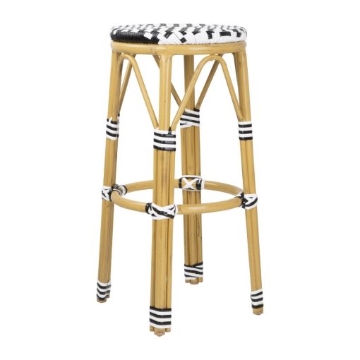 Bolero Parisian Style PE Rattan Bar Stools Black  2 Pack (HZ144)
