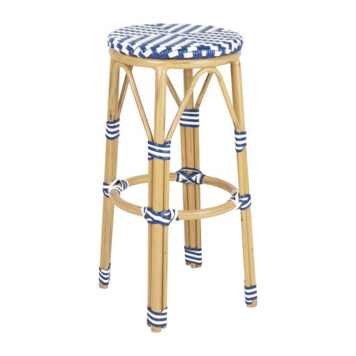 Bolero Parisian Style PE Rattan Bar Stools Blue 2 Pack (HZ145)